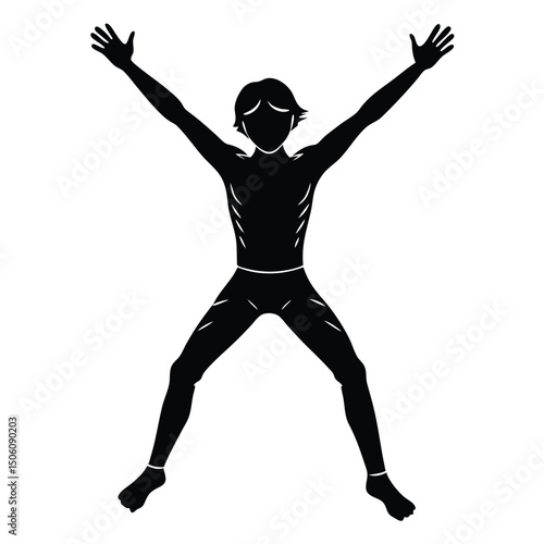 A silhouette of a person practicing jumping