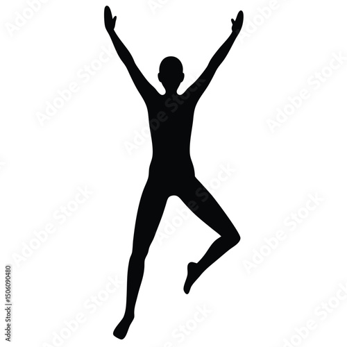A silhouette of a person practicing jumping