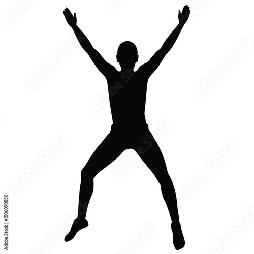 A silhouette of a person practicing jumping