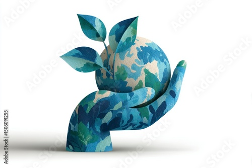 EcoFriendly Hand Holding a Green Earth with Leaves Symbolizing Environmental Conservation and
