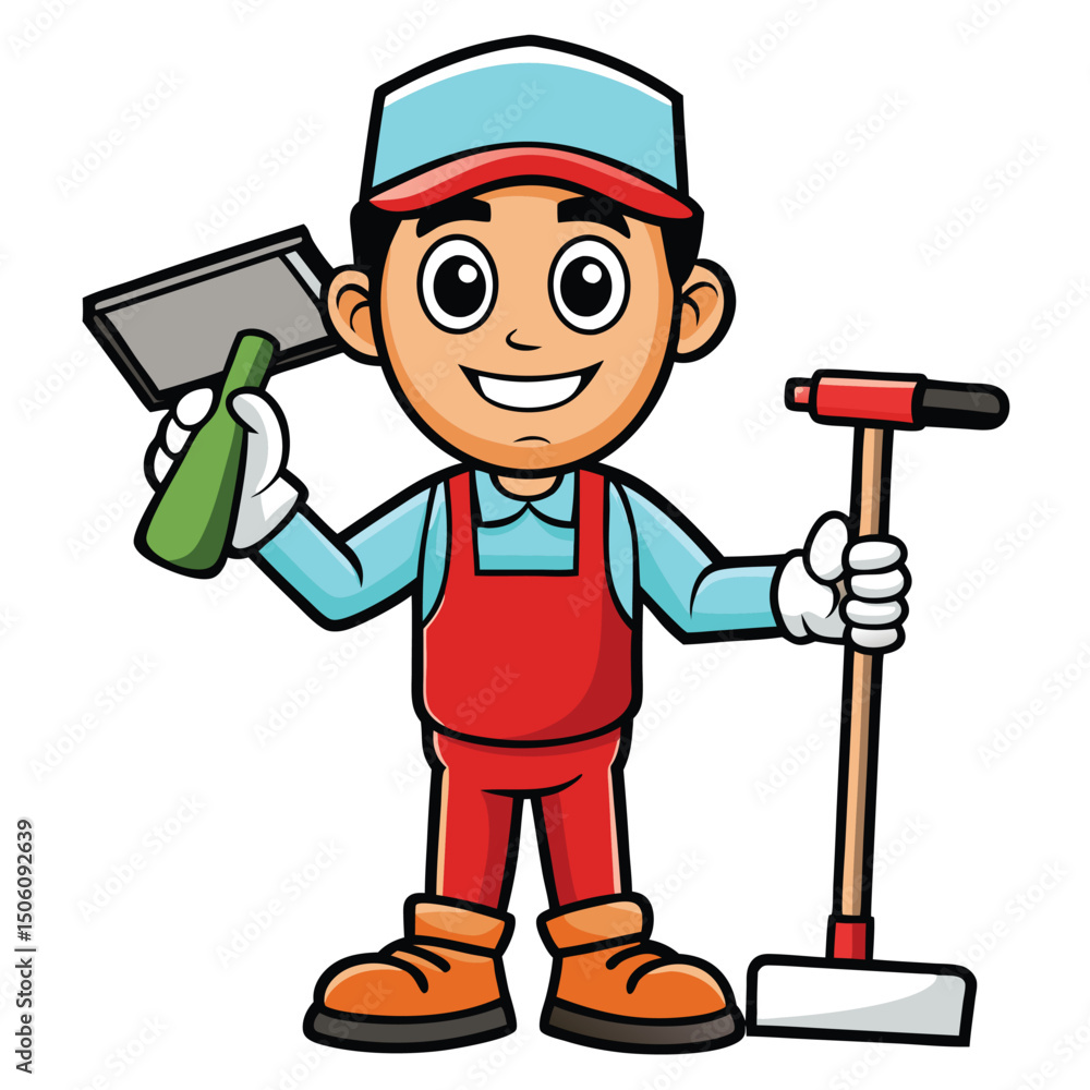 Cartoon handyman with tools Cartoon handyman with tools