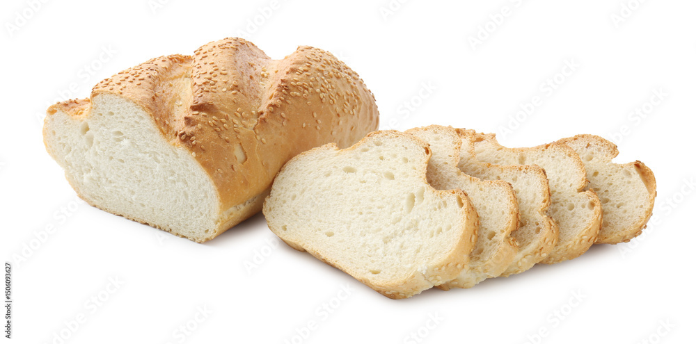 Cut loaf of bread isolated on white Cut loaf of bread isolated on white