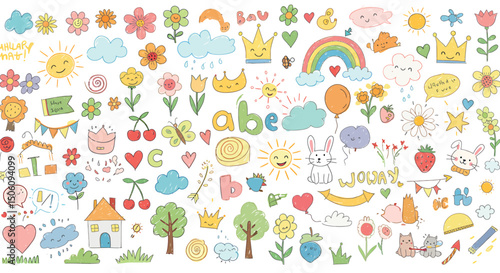 Colorful Childlike Doodle Collection