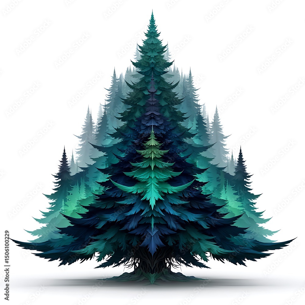 Fototapeta premium Evergreen pine tree with dense green foliage high resolution image