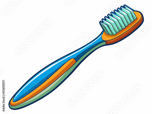 A clean vector illustration of a dentist’s toothbrush with soft bristles and long ergonomic handle, isolated on white