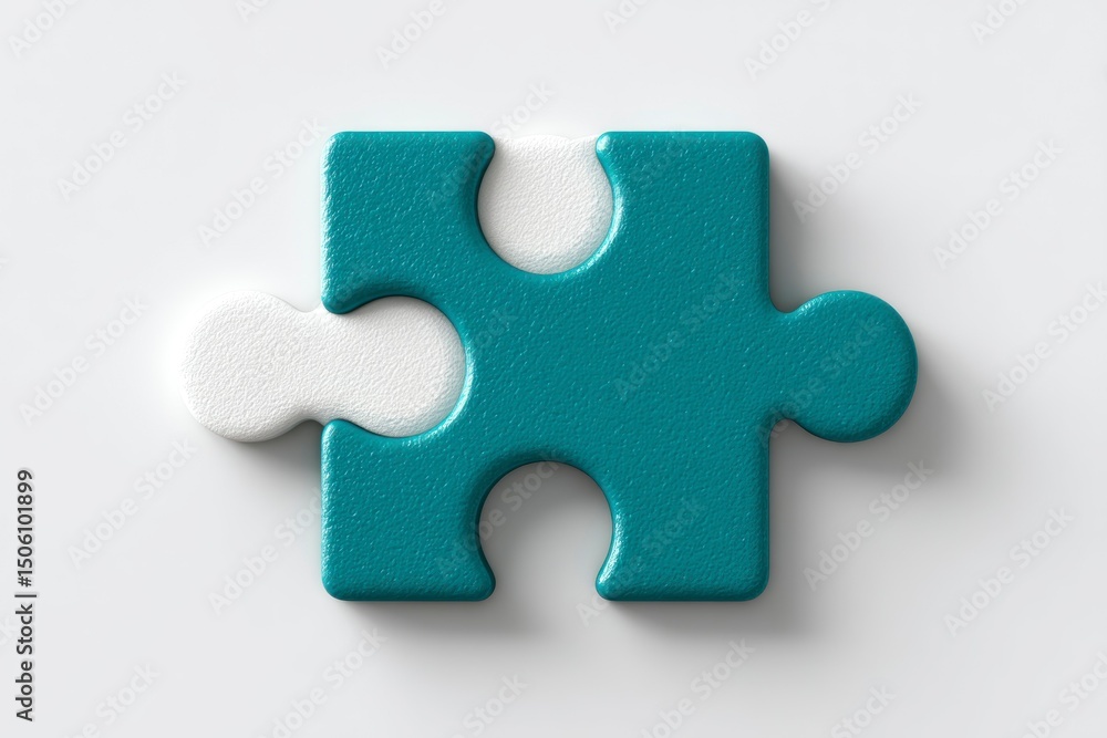 Obraz premium Puzzle Piece in Teal and White A Symbol of Connection and Problem Solving for Business Educat