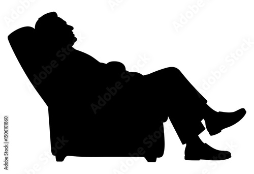 Silhouette of elderly man relaxing in armchair at home - Concept of silhouettes of elderly people  