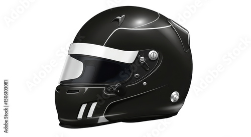 Isolated Black Racing Helmet with Visor photo