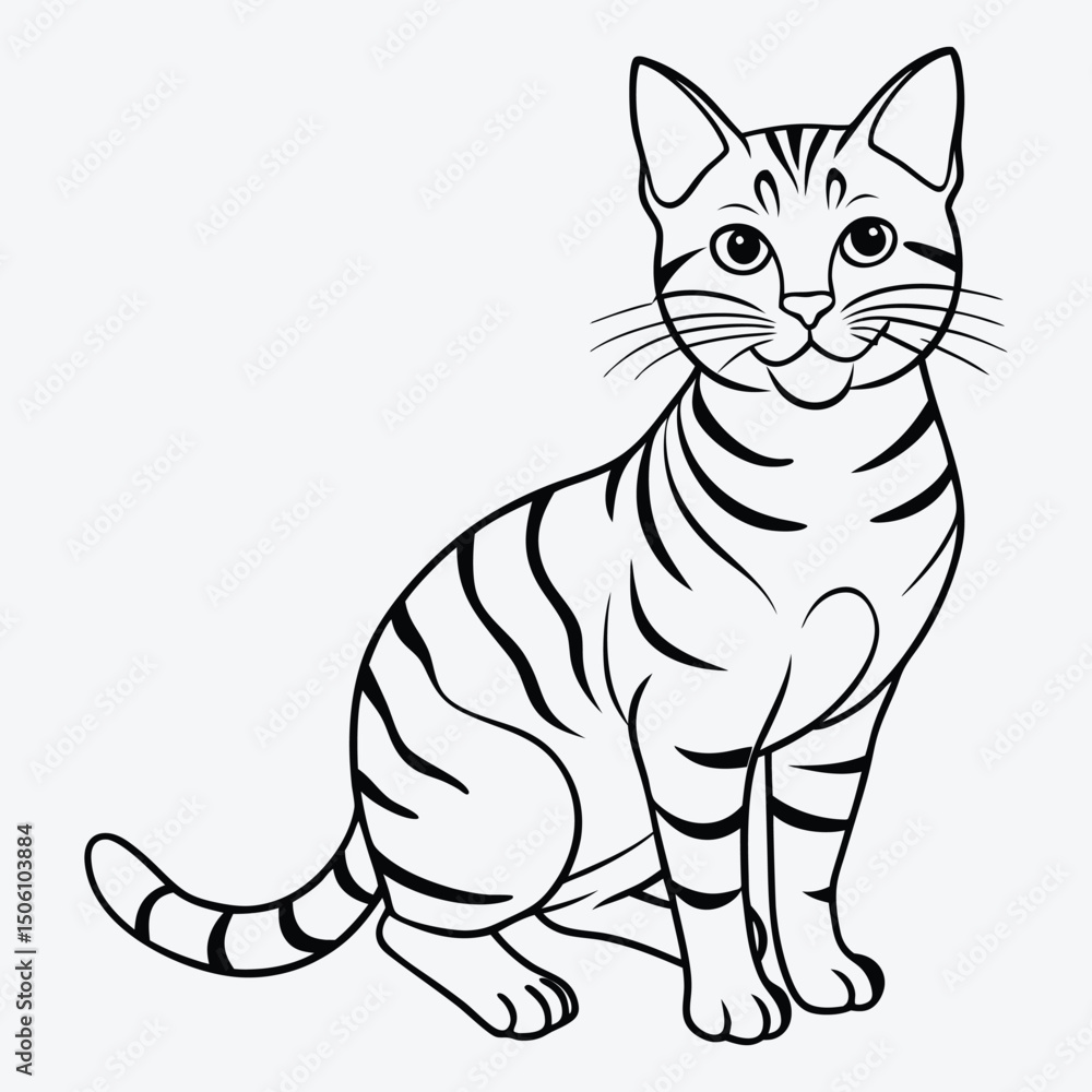 Obraz premium American Shorthair line art White background illustration Generative Ai