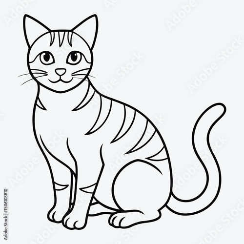 American Shorthair line art White background illustration Generative Ai