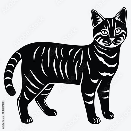 American Shorthair line art White background illustration Generative Ai