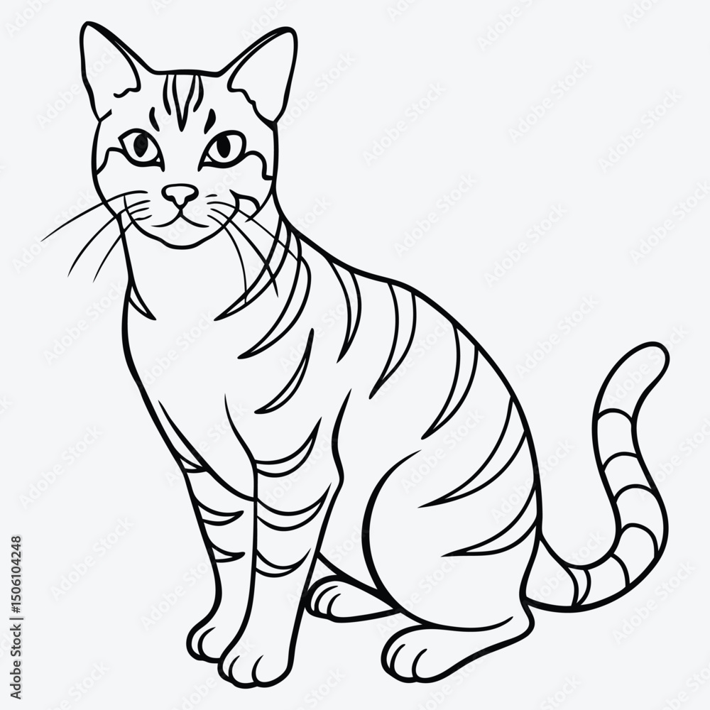 Obraz premium American Shorthair line art White background illustration Generative Ai