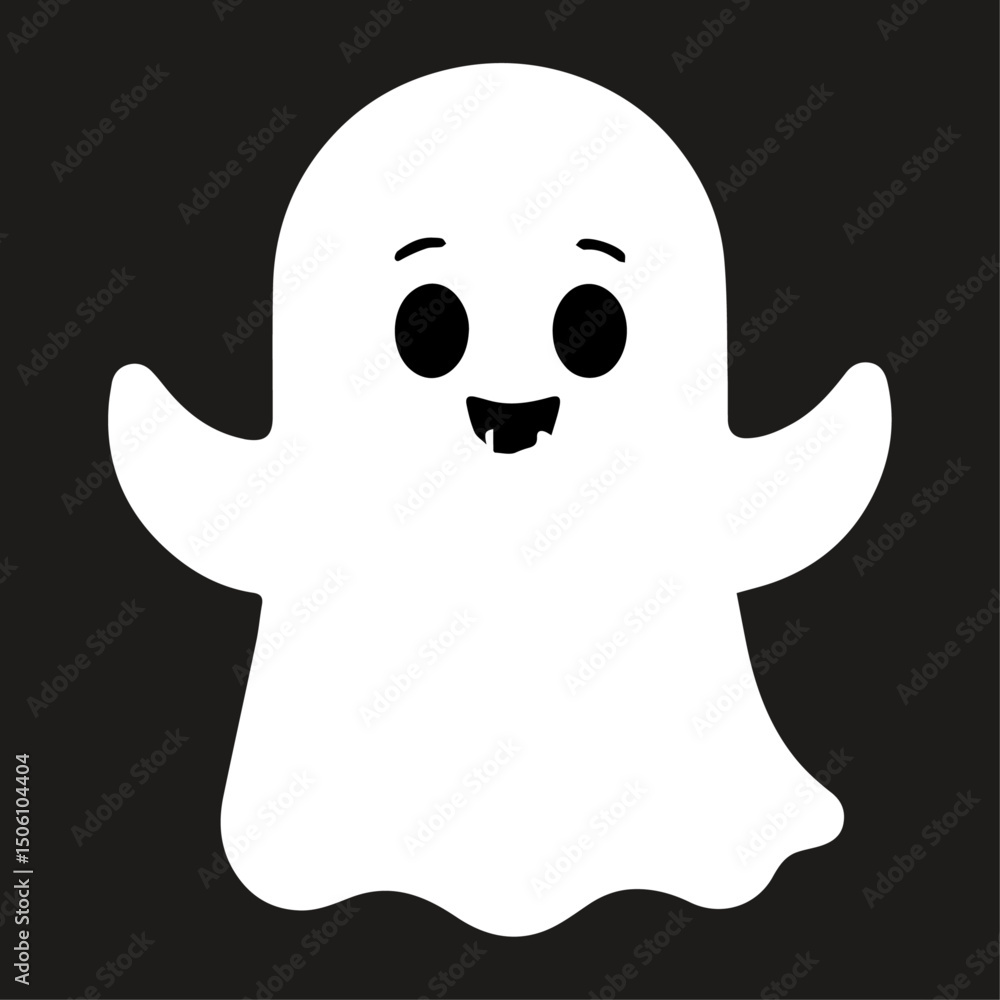 Smiling white ghost on black background Smiling white ghost on black background