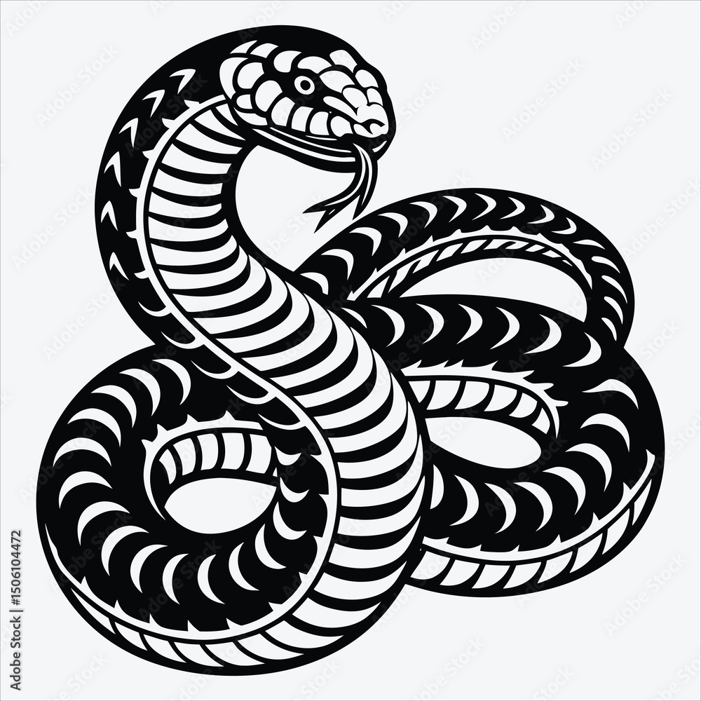 Fototapeta premium Anaconda line art White background illustration Generative Ai