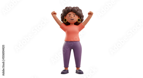 Wallpaper Mural Celebrating Success Happy Woman 3D Render Transparent Background Torontodigital.ca