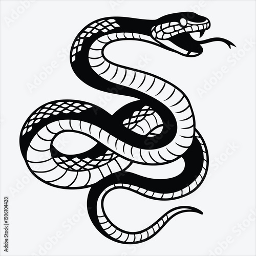 Anaconda line art White background illustration Generative Ai