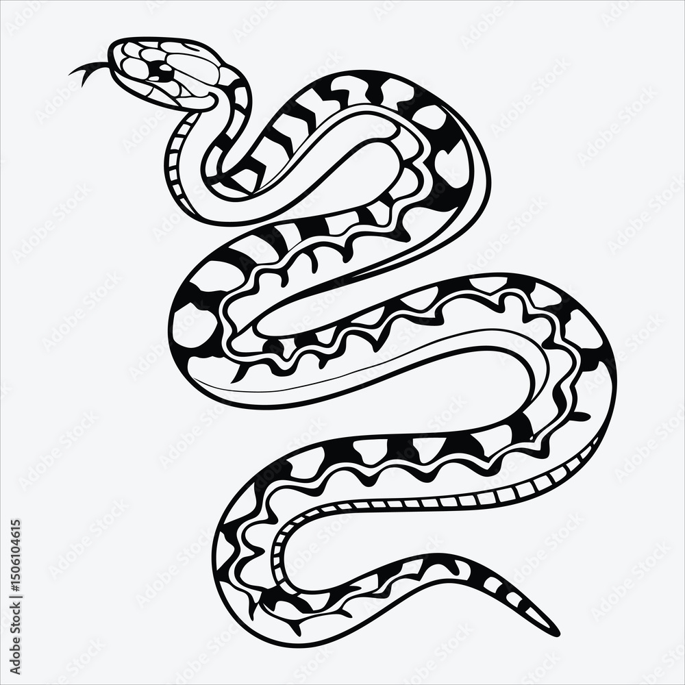 Fototapeta premium Anaconda line art White background illustration Generative Ai
