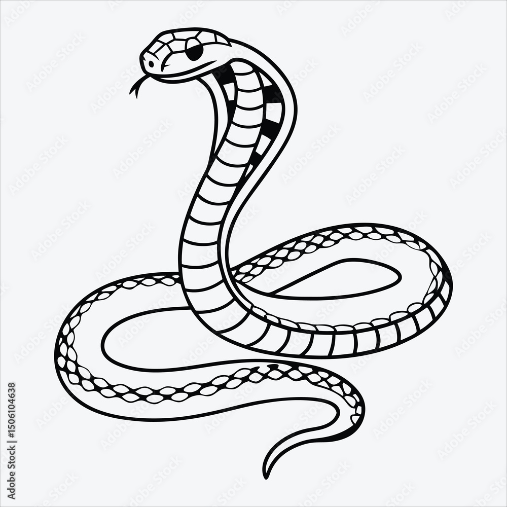 Fototapeta premium Anaconda line art White background illustration Generative Ai