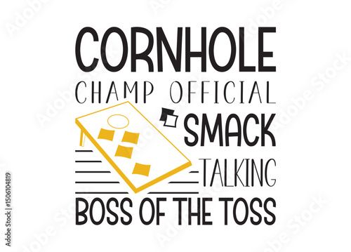 Cornhole champ official smack talking boss of the toss vector bundle, Cornhole champ official smack talking boss of the toss clipart, Cornhole champ official smack talking boss of the toss silhouette