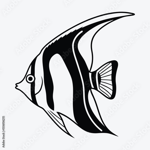 Angelfish line art White background illustration Generative Ai