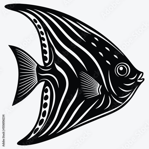 Angelfish line art White background illustration Generative Ai