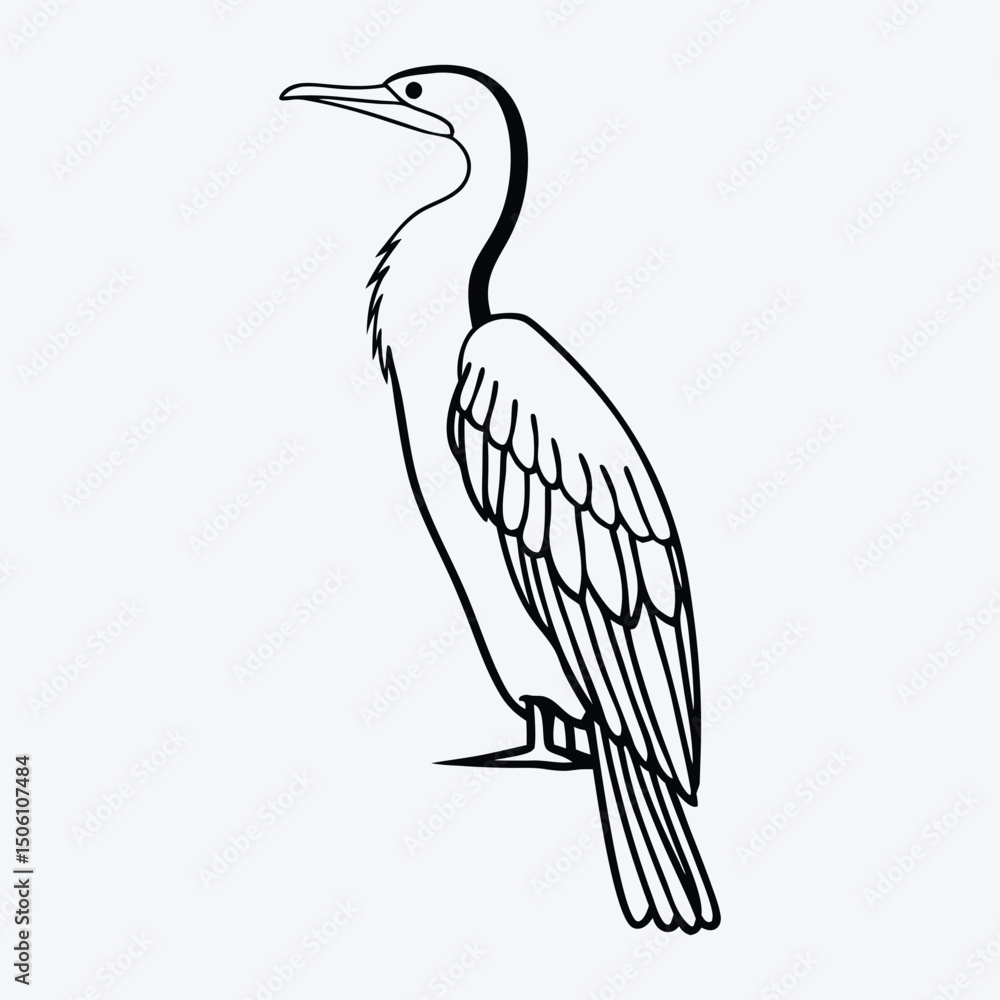 Fototapeta premium Anhinga line art White background illustration Generative Ai