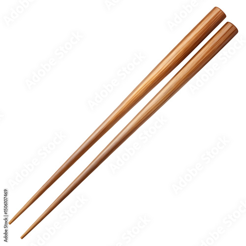 Pair of Wooden Chopsticks Isolated on Transparent Background