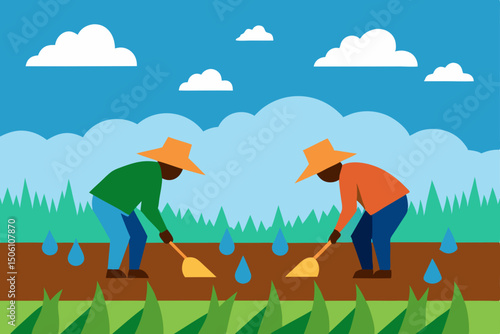 Childhood fun in summer with a boy, girl, and their dog playing in the green grass under the sunny sky, captured in a delightful cartoon vector illustration