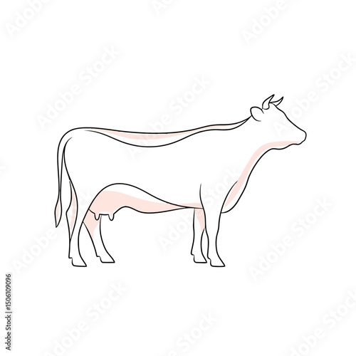 Minimalist Cow Illustration: Farm Animal Outline