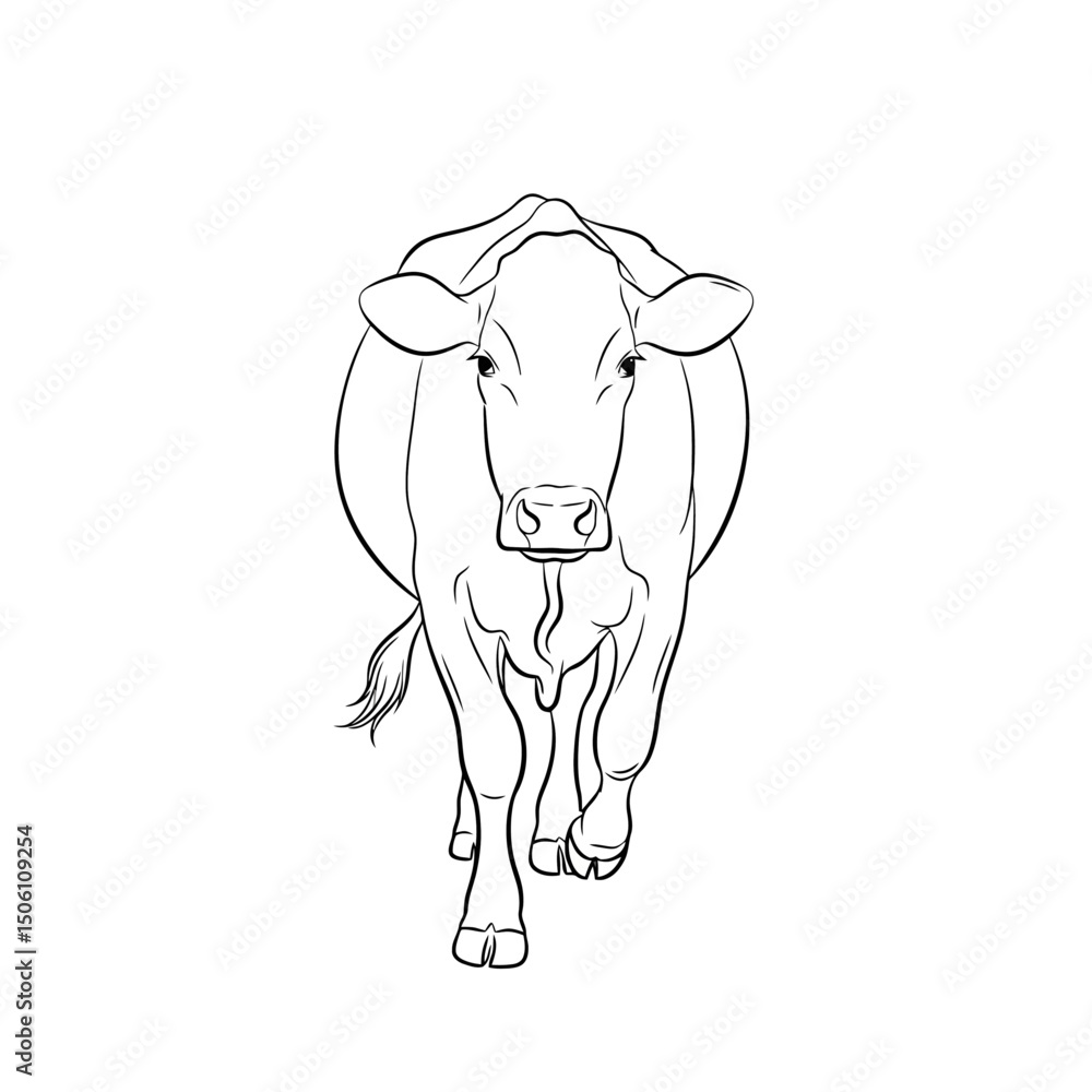 Cow Illustration - Front View Line Art Cow Illustration - Front View Line Art
