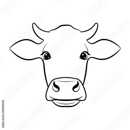 Cow Head Outline: Simple Farm Animal Vector Illustration