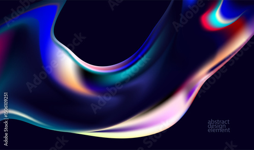Abstract liquid holographic gradient shape. 3D Vector design element.