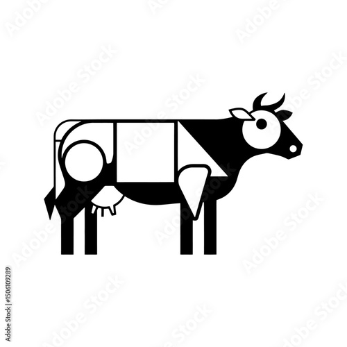 Geometric Cow Icon: Modern Farm Animal Illustration