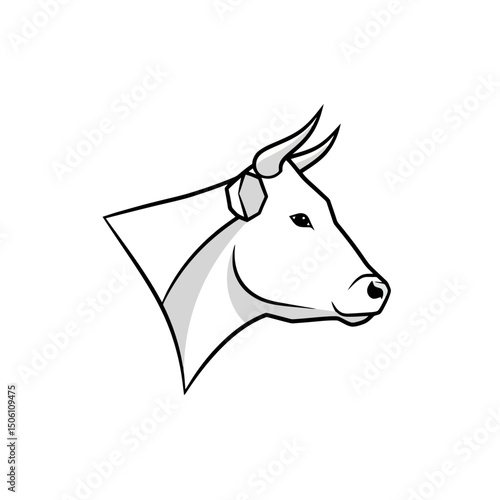 Minimalist Cow Head Illustration - Farm Animal Icon