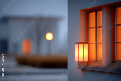 cozy atmospheric scene of illuminated in night showcasing soft light spilling out