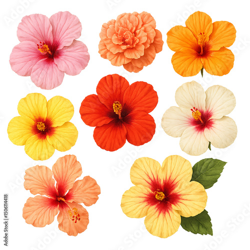 Wallpaper Mural Set of colorful flowers on a white background Torontodigital.ca