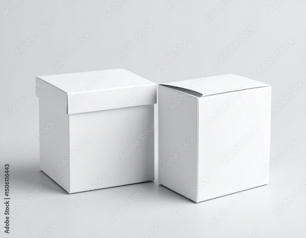 A minimalist box packaging mockup with customizable labels A minimalist box packaging mockup with customizable labels