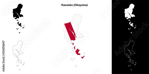 Kasaoka (Okayama) outline map set