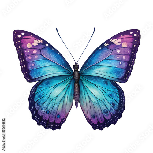 beautiful purple butterfly isolated on white background