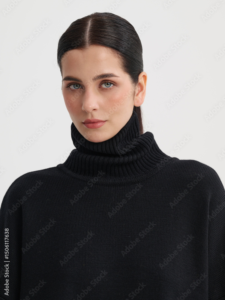 Fototapeta premium Fashion shooting in studio . Professional model , fashionable clothes and style, new collection. stylish look 