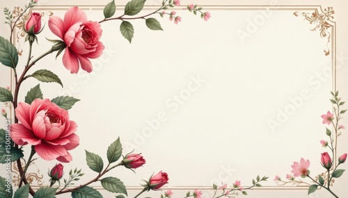 Subtle floral damask, delicate vines & leaves, muted, art