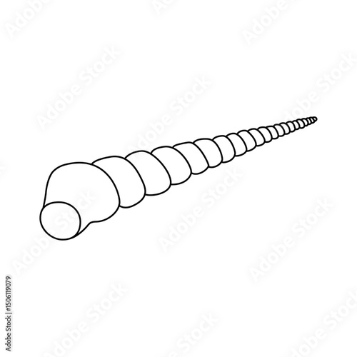 Black and white vector of a spiral seashell. Great for coloring books, marine themes, or educational materials about sea life.