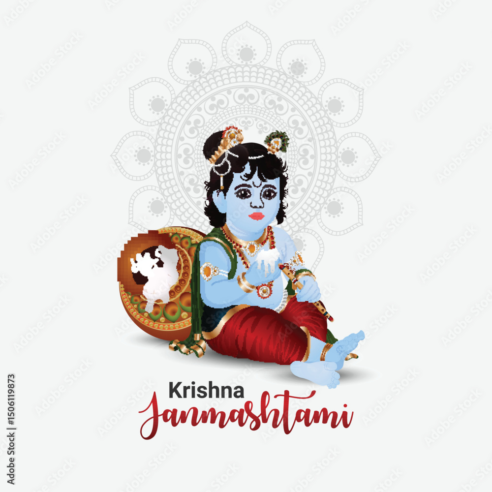 Fototapeta premium Happy janmashtami indian festival banner