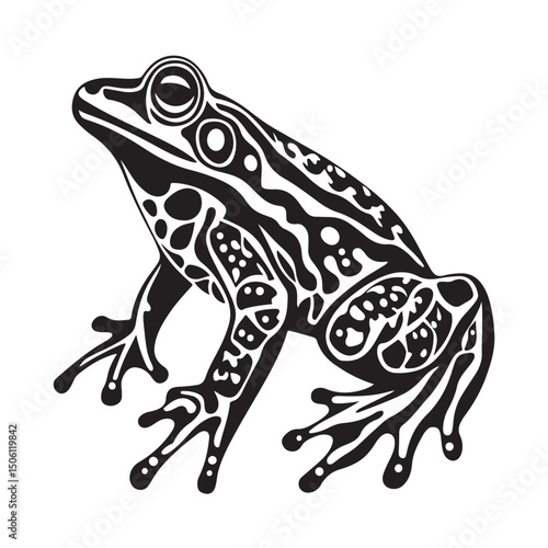 frog black silhouette, Vector Illustration In Flat Style