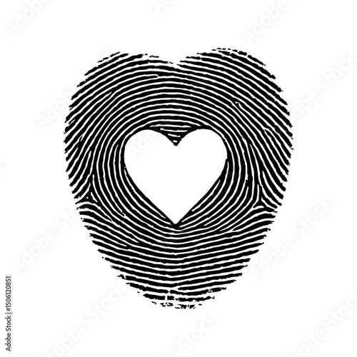 Heart Fingerprint with Hollow Heart Shape Inside