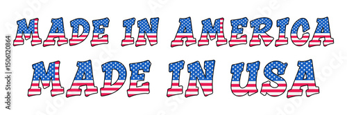 Made in America USA Text with American Flag Pattern