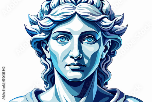 Bust of Artemis on white isolated background