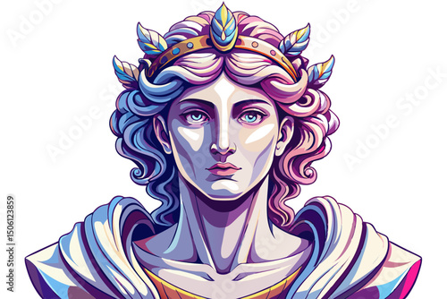 Bust of Artemis on white isolated background