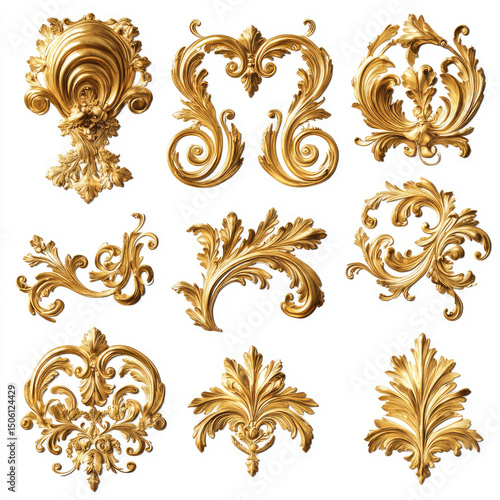 set of vintage floral ornaments