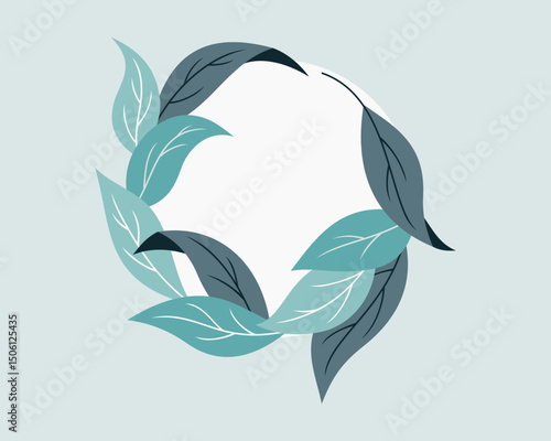 Wallpaper Mural Simple wreath of leaves drawing, circular foliage illustration Torontodigital.ca